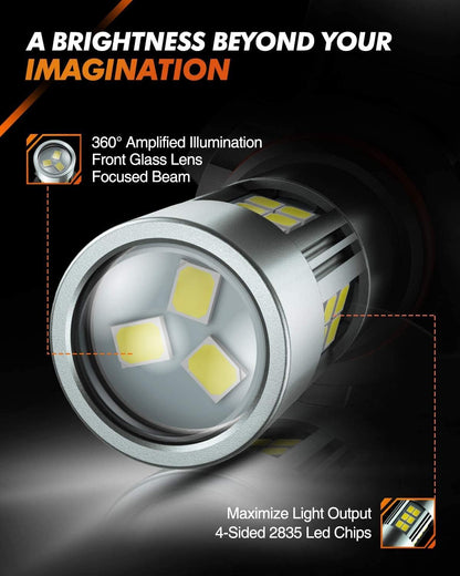 SEALIGHT H11/H8/H16 LED Fog Light Bulbs, 6000K Xenon White, 27 SMD Chips, 360-degree Illumination, Non-polarity