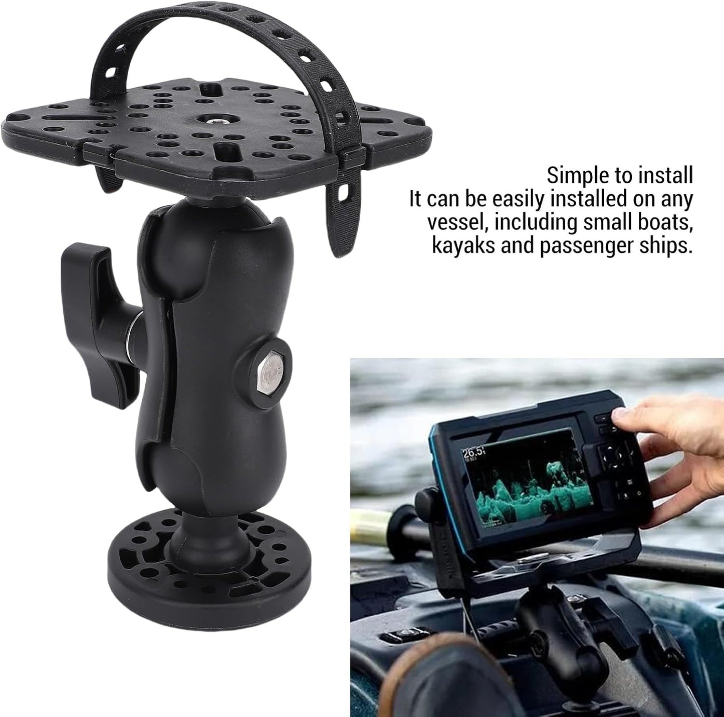 Keenso Fish Finder Mount, Universal 360 Degree Rotating Ball Bracket with ABS Material for Marine Boat Kayak Pontoon Canoe