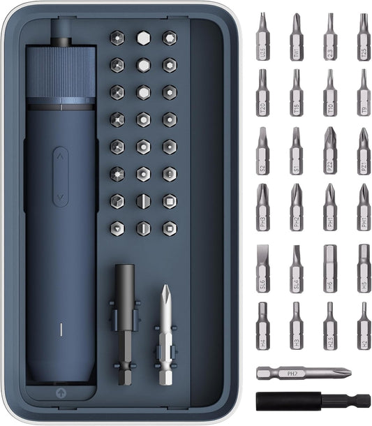 HOTO Electric Screwdriver Set, 25-Piece Upgraded Electric Screwdriver Kit | 1/4'' Hex, Magnetic Lid, 1500mAh Rechargeable, LED Light, Ideal for Furniture Assembly, Home Repair & Garage Projects