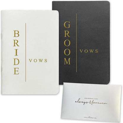 WeddingGiftsWedding Vow Books His and Hers Soft Touch Gold Foil Engraving Vow Books Wedding Essentials Wedding Accessories(TR-HH-Black)
