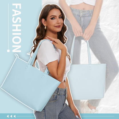 KALIDI Tote Bag Zipper Shoulder Bag Faux Leather Purses for Women Large Casual Handbag Work Dating College
