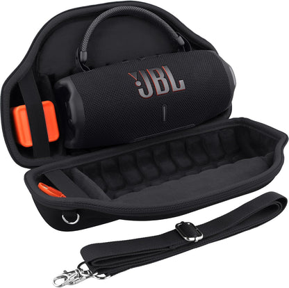 co2CREA Case for JBL Charge 6 Waterproof Portable Bluetooth Speaker, Hard Travel Case with Detachable Shoulder Strap (White Case)