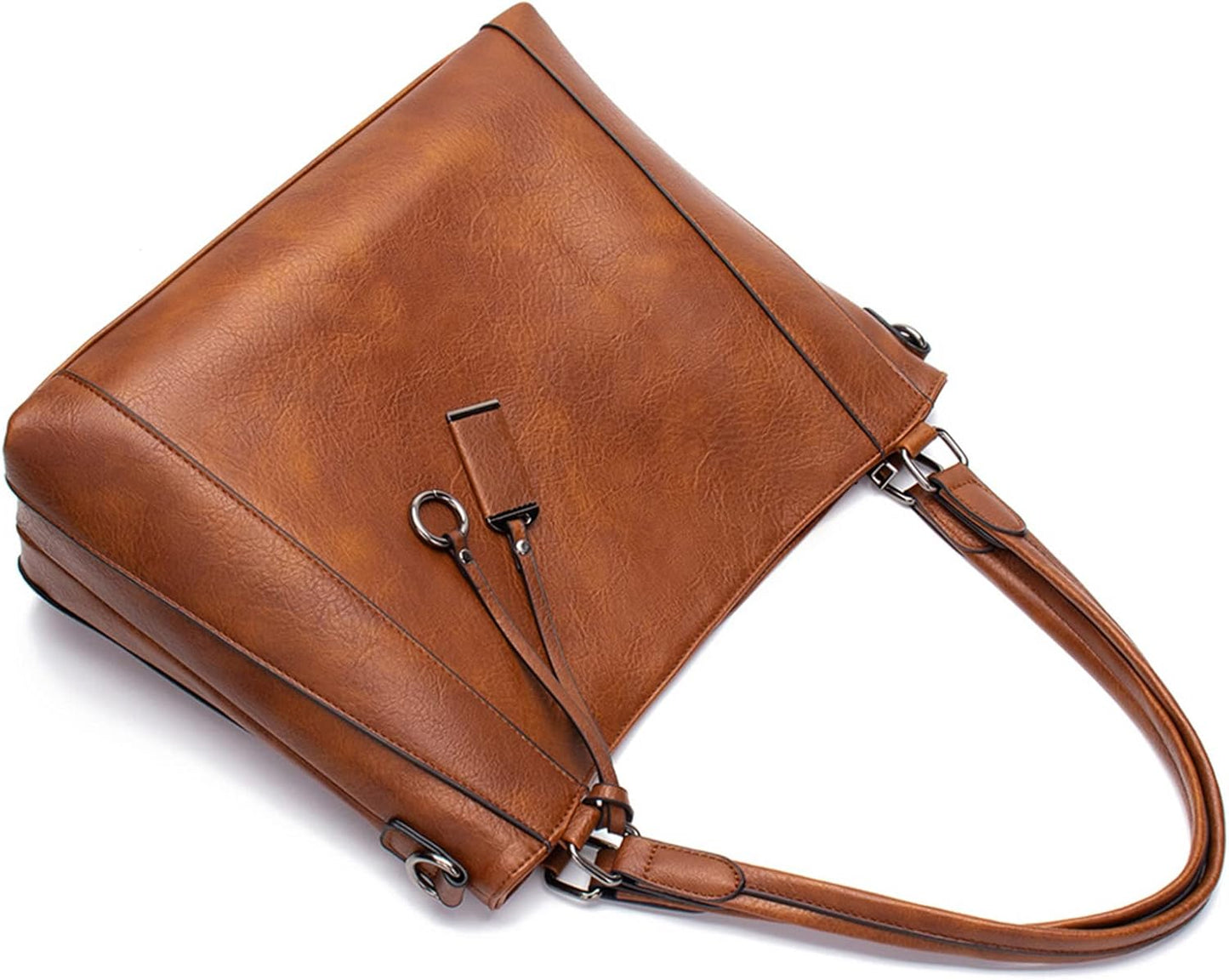 Hobo Bags for Women Handbags Purse Ladies Boho Shoulder Bag Crossbody Purses PU Leather Brown 2PCS