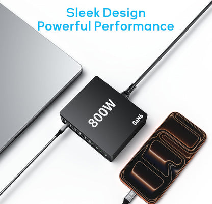 800W & 160W GaN Foldable Charging Station | Multi-Port USB-C PD PPS Desktop Fast Charging Hub