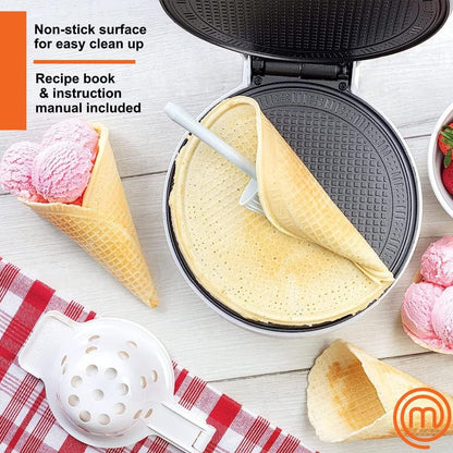 MasterChef Waffle Cone and Bowl Maker- Includes Shaper Roller and Bowl Press- Homemade Ice Cream Cone Baking Iron Machine, Fun Kitchen Appliance for Summer Parties & Gift Giving
