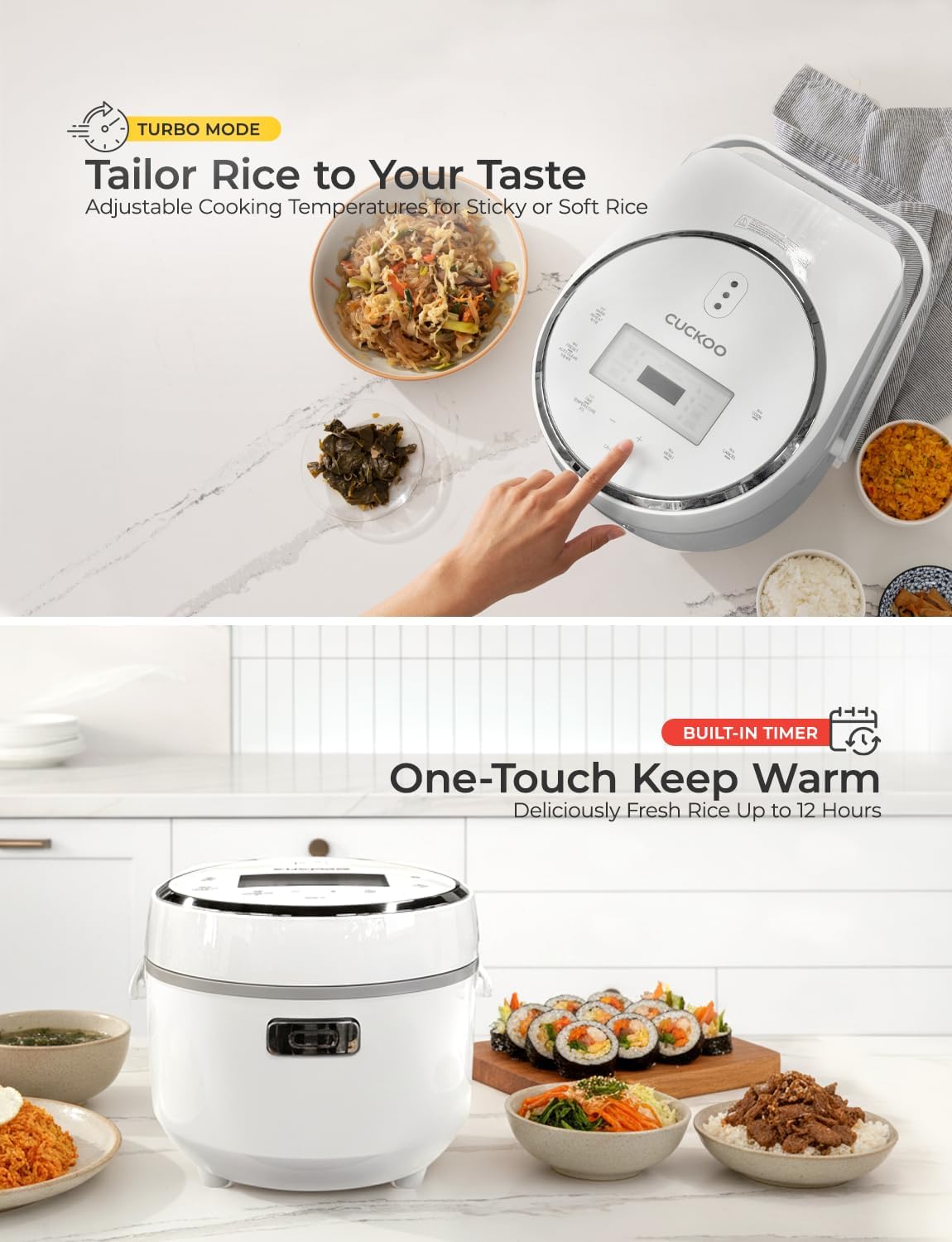 CUCKOO CR-0810F | 8-Cup (Uncooked) Micom Rice Cooker | 9 Menu Options: White Rice, Cake, Soup & More, Nonstick Inner Pot, Designed in Korea | White
