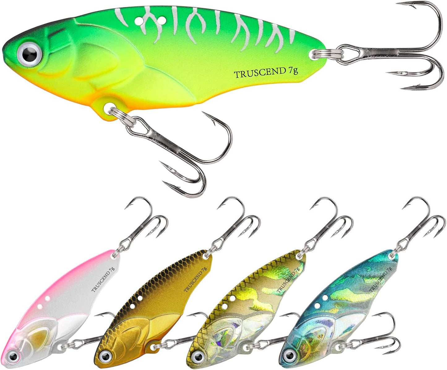 TRUSCEND Fishing Spinners with Unique Double Spoons, Nano-Plated Rooster Tail Fishing Lures with Copper Body & Blade, Great Action Blade Bait for Bass Trout Walleye, Freshwater Ice Fishing Jigs