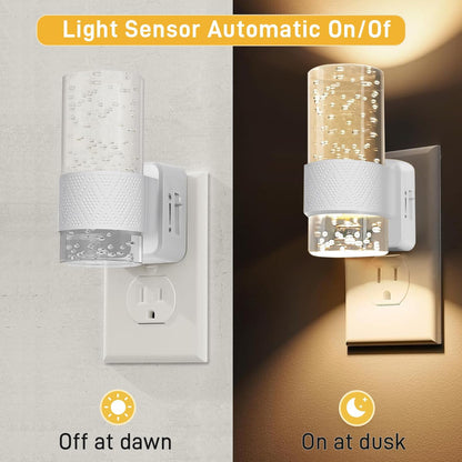 Night Light Plug into Wall - 2 Pack LED Nightlight with Dusk to Dawn Sensor 0-100LM Brightness Dimmable Lights for Bedroom Bathroom Hallway (Soft White 3000K)