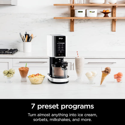 Ninja NC301 CREAMi Ice Cream Maker, for Gelato, Mix-ins, Milkshakes, Sorbet, Smoothie Bowls & More, 7 One-Touch Programs, with (2) Pint Containers & Lids, Compact Size, Perfect for Kids, Silver