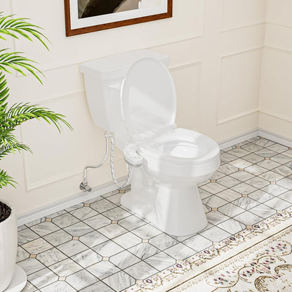 PIKETS Bidet Attachment for Toilet, Dual Nozzle (Frontal and Rear Wash) Non-Electric Fresh Water Toilet Seat Attachment with Nozzle Self Cleaning, Adjustable Water Pressure(Chrome Silver)