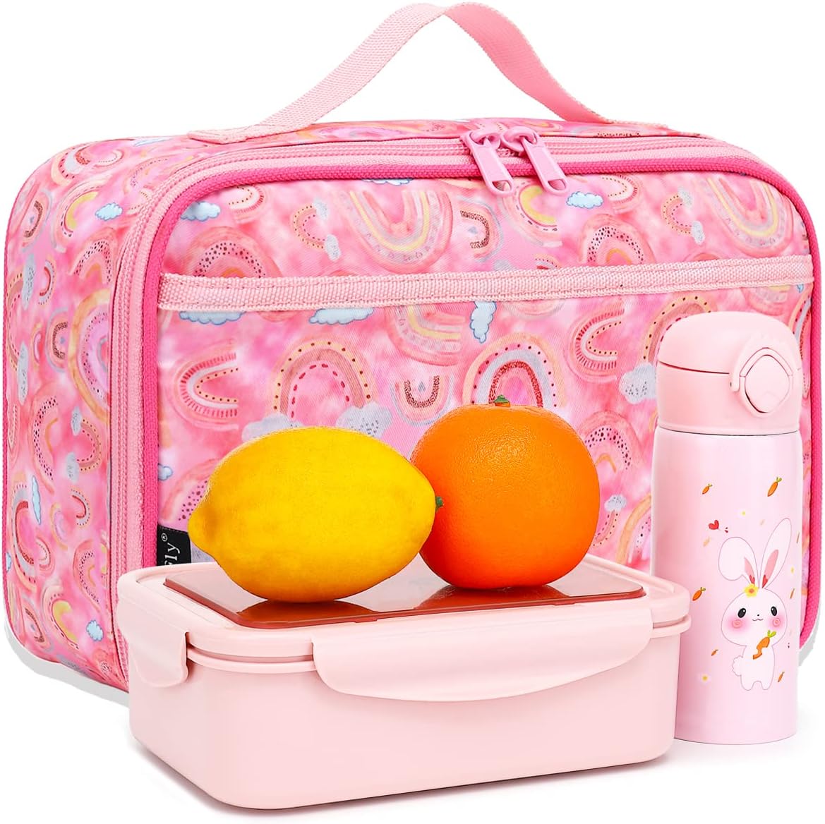 FlowFly Kids Lunch Box Insulated Soft Bag Mini Cooler Back to School Thermal Meal Tote Kit for Girls, Boys, Black