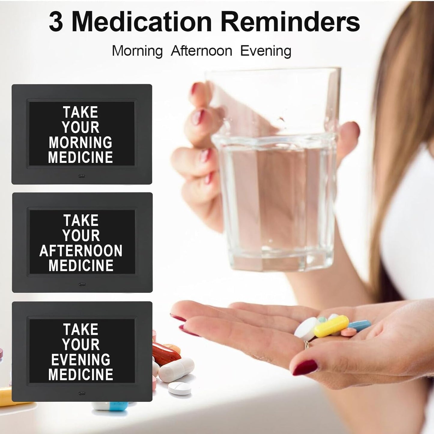 [2025 Newest] Digital Day Calendar Clocks 3 Medicine Reminders Extra Large 8 Inch Non-Abbreviated Day Date Month Dementia Senior Clock for Eldarly Memory Loss Vision Impaired Clock