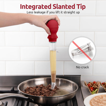 U-Taste 1.5oz Angled Turkey Baster - 228.2ºF Heat Resistant Food Grade Silicone Large Octopus Bulb Baster Set with Cleaning Brush for Cooking Basting Meat Poultry Beef Chicken (Black)