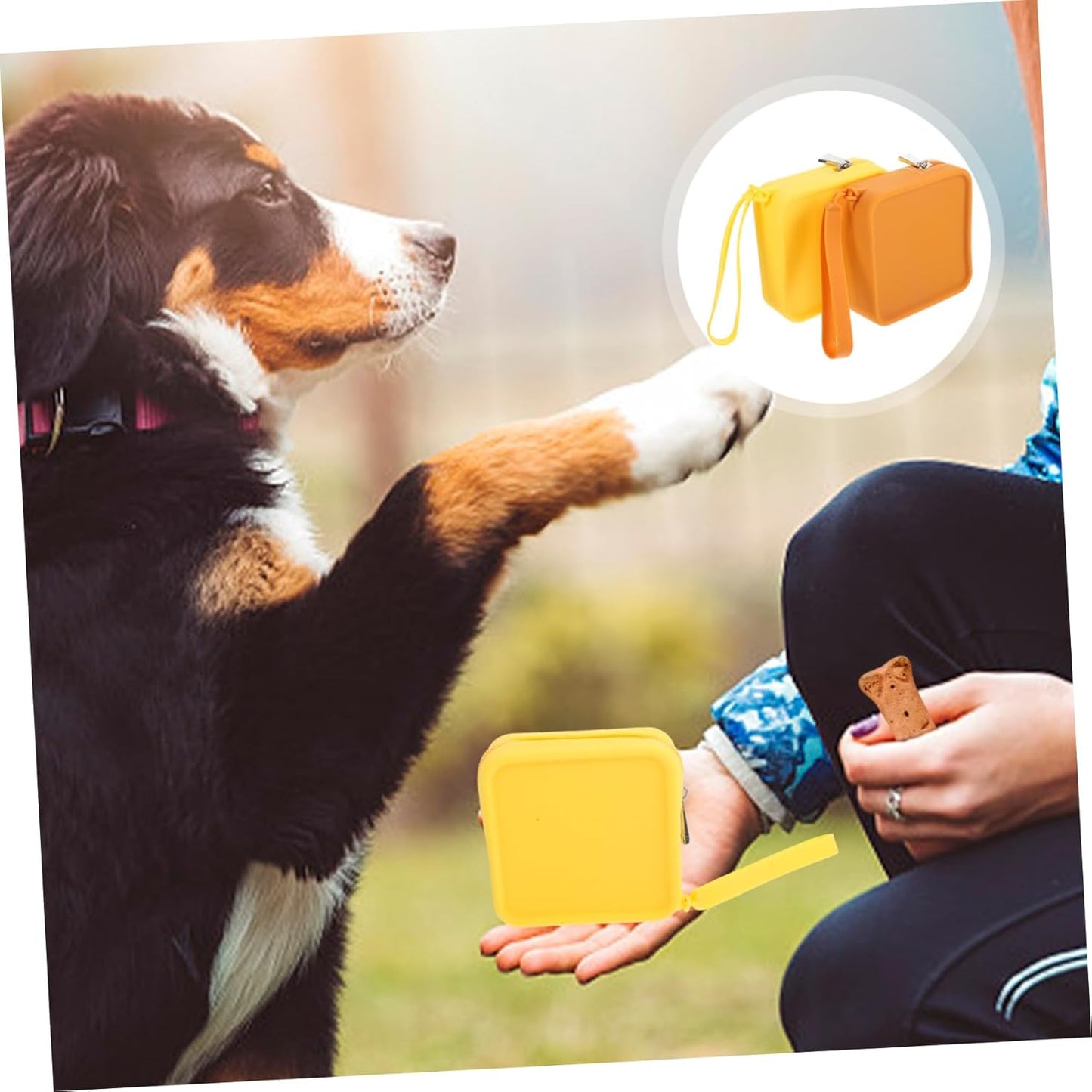 YARNOW 2pcs Silicone Dog Treat Bag Portable Dog Training Treat Pouch for Walking Accessories