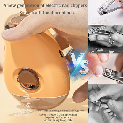 EEYZD 2 in 1 Electric Nail Clipper, Nail File, USB Rechargeable Electric Nail Clippers with Nail Scraps Storage Polishing Automatic Nail Clippers for Women,Men,Seniors,Kids,Orange