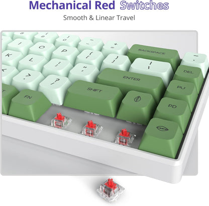 Owpkeenthy Full Size Green Mechanical Gaming Keyboard with Number Pad, Wired 100% Office NKRO Keyboard RGB Backlit 104 Keys with Red Switch for PC Gamer (104 Matcha)