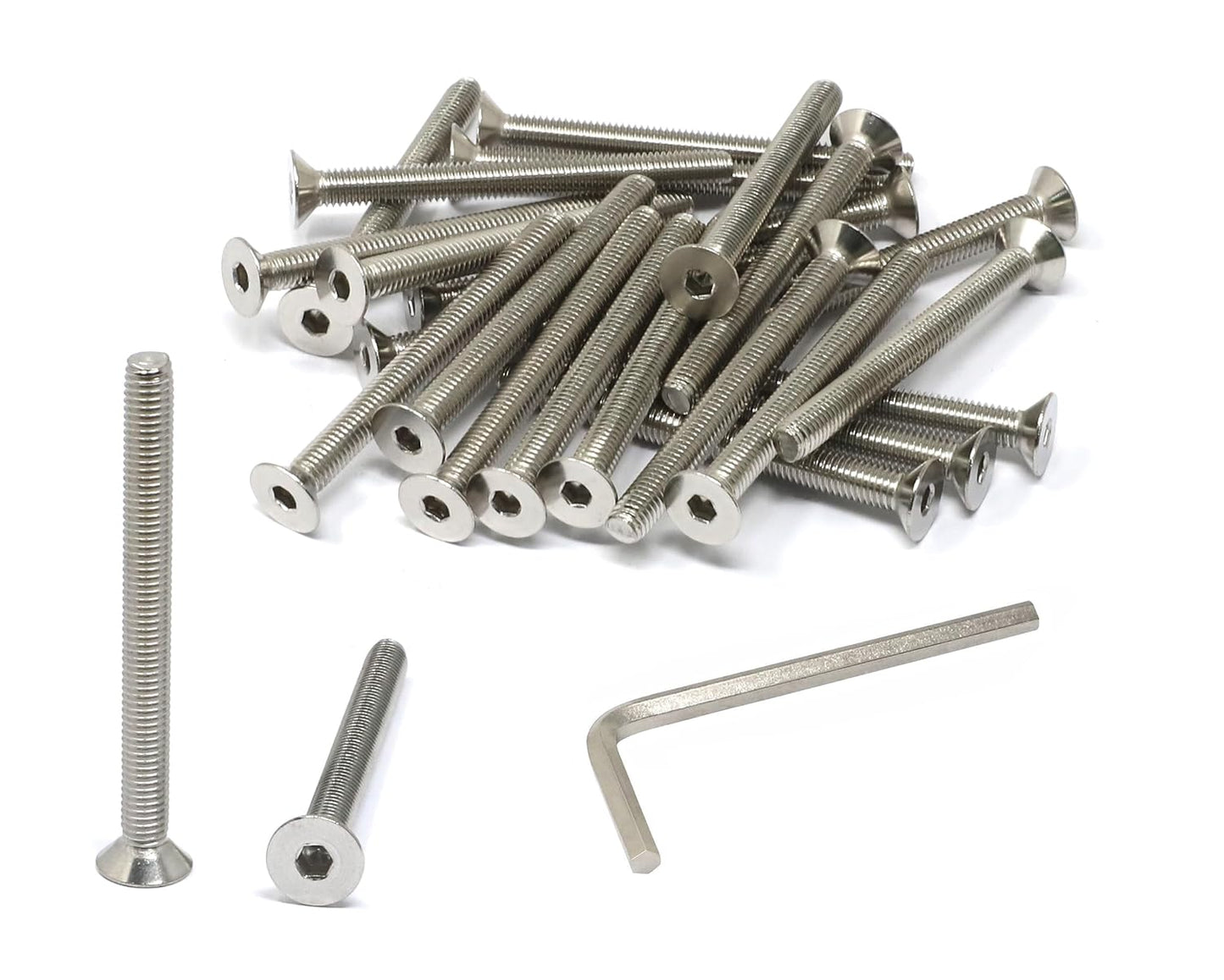 iexcell 5 Pcs M8 x 80mm Thread Pitch 1.25 mm Stainless Steel 304 Hex Socket Flat Head Cap Screws Bolts Kit
