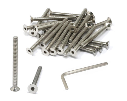 iexcell 5 Pcs M8 x 80mm Thread Pitch 1.25 mm Stainless Steel 304 Hex Socket Flat Head Cap Screws Bolts Kit