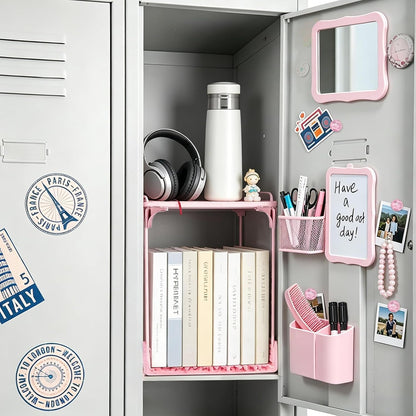 12 Pcs Girls Locker Organizer & Decorating Kit | Back to School Essentials with Shelf Carpet Magnetic Whiteboard Mirror Pen Holder Eraser, School Supplies for Teen Girls