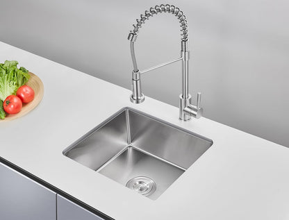 MENATT 20-inch Undermount Kitchen Sink, SUS304 Stainless Steel Handmade Single Bowl Kitchen Sink with Sink Strainer (Brushed), 20"x16"x9"