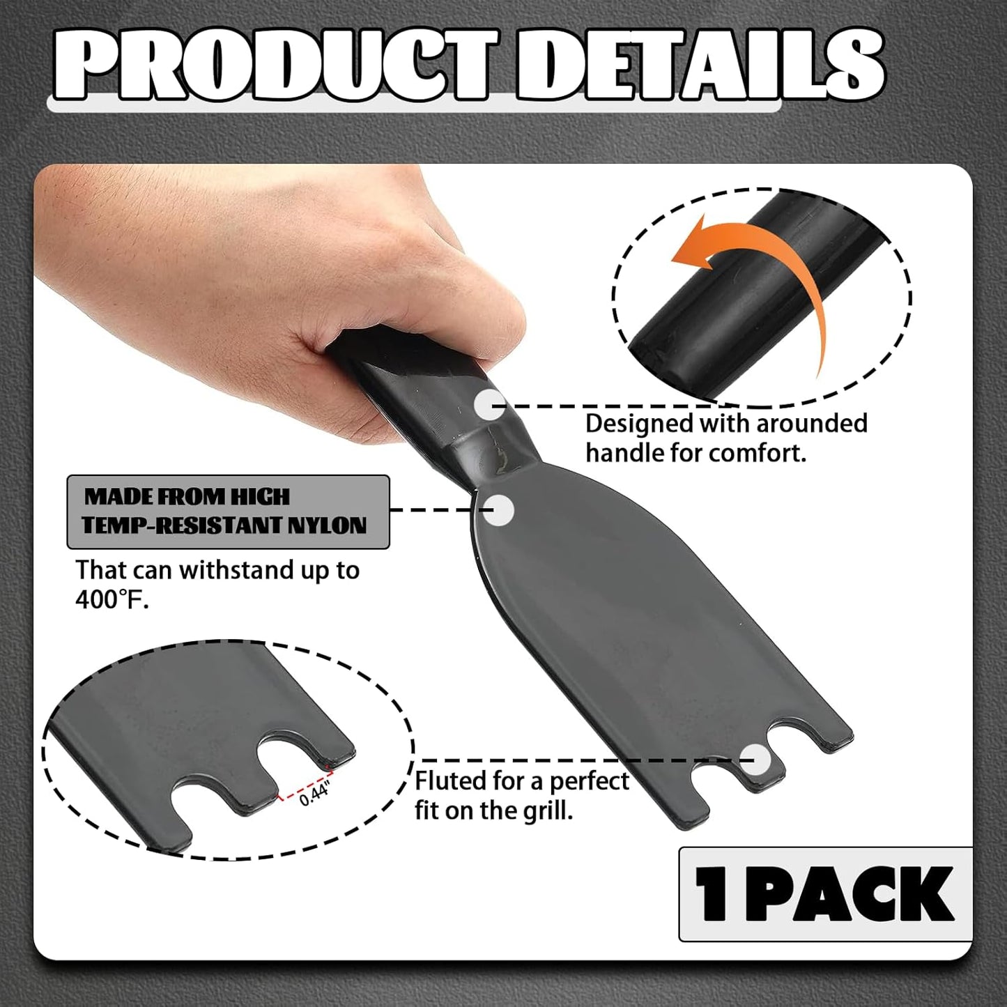 TonGass Grill Scraper for George Foreman Indoor Grills & Most Other Indoor Grills with Grooves, Heat-Resistant Grill Spatula