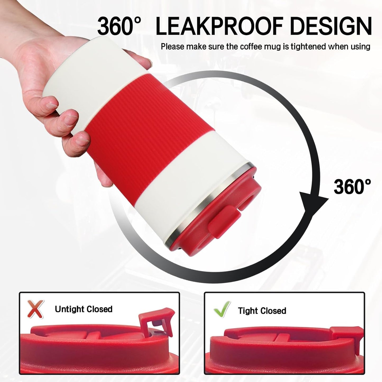 18oz Mug with Ceramic Coating Inside, Insulated Coffee Mug with Lid, Leak Proof Coffee Travel Mug, Travel Coffee Mug Fits in Car Cup Holder