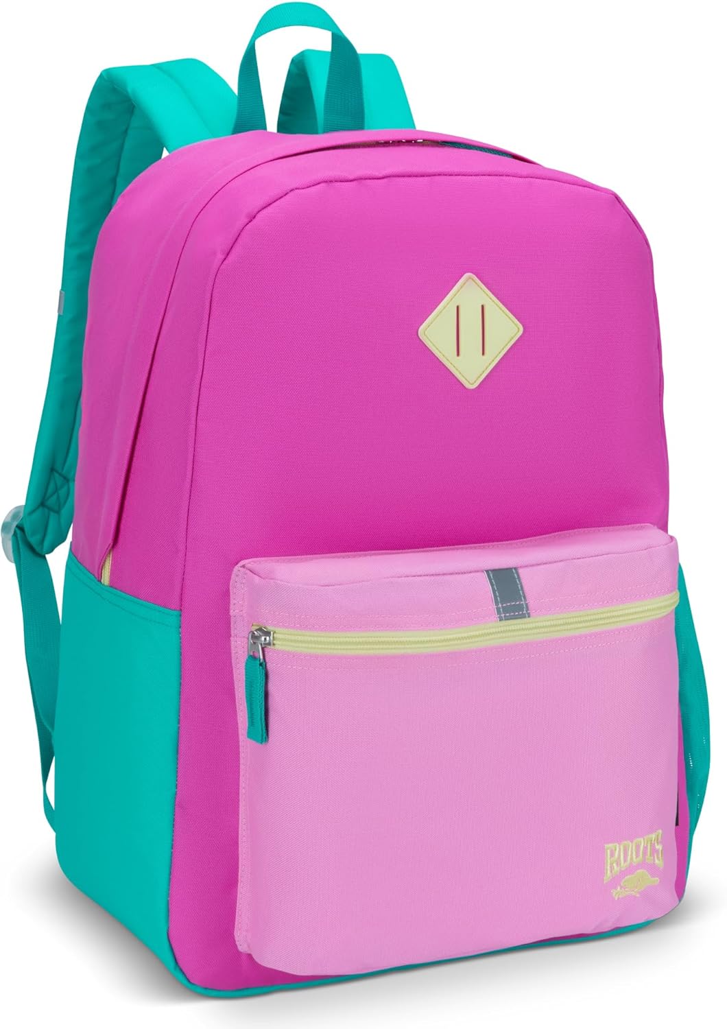 Roots Teen Lightweight Backpack — Made from Recycled Polyester with 15.6" Laptop Compartment, Rain Flap, Bottle Pocket, Reflective Accent, and Back Padding — 34L, Black