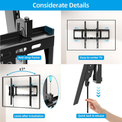 HOME VISION Tilting TV Wall Mount for Most 48-120 inch Flat Curved TVs up to 200 lbs,Heavy Duty TV Mount Max VESA 800x600mm,Wall Mount TV Bracket Fit 16"18"24" Wood Studs Space Saving for LED OLED LCD