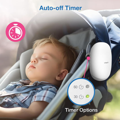 VTech Sound and Motion Stroller, 3-Level Rocking Motion, Stroller and Crib Mount, IPX2 Waterproof and Drip Resistant, Rechargeable Battery, Auto-Off Timer, Amber Night Light: V-Hush Rocker VR1