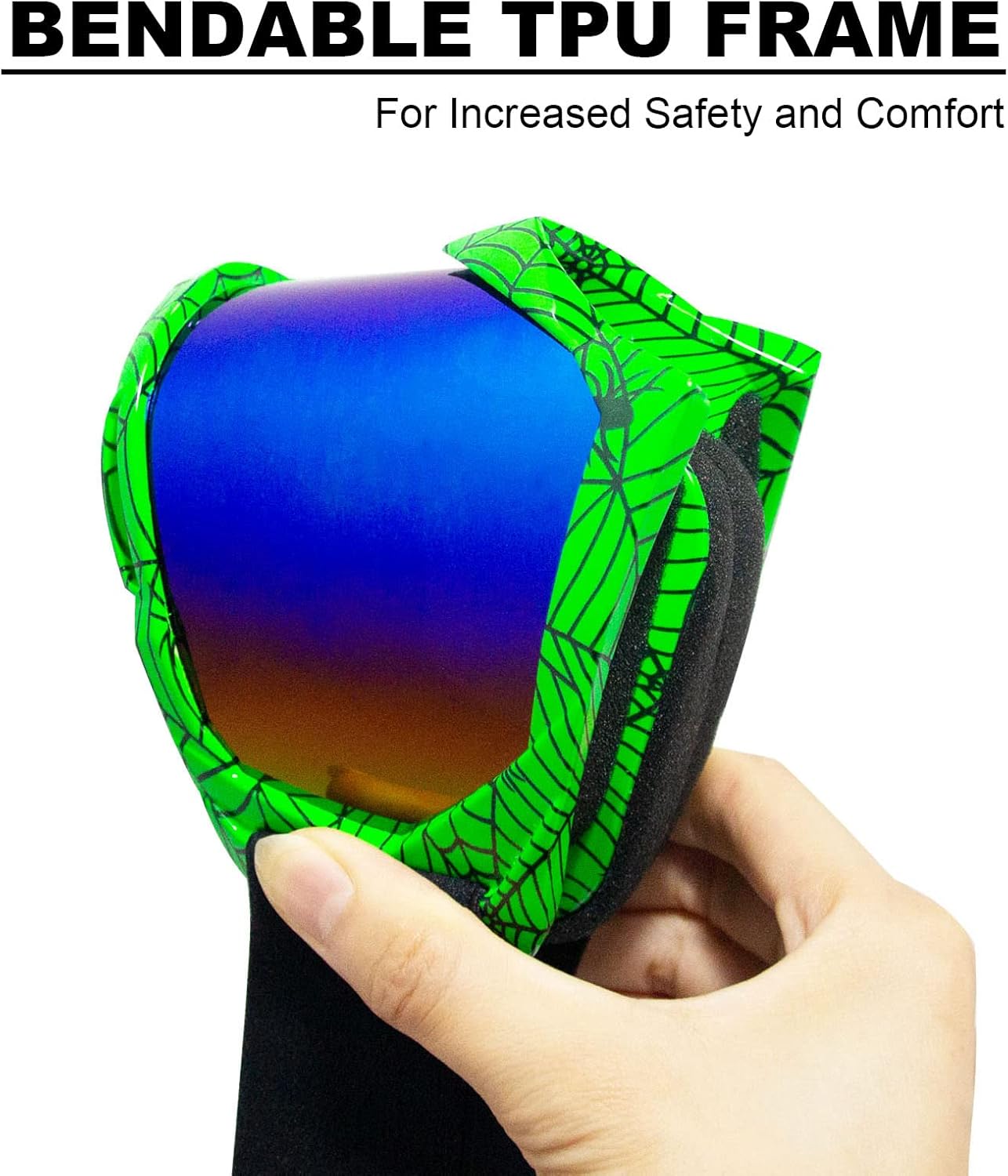 CoPvner Dirt Bike Motorcycle Goggles ATV Motocross Riding Goggles UV400 OTG Offroad MX Helmet Racing Four Wheeler Goggle for Adults Men Women Youth Kids(Spider green frame+color lens)