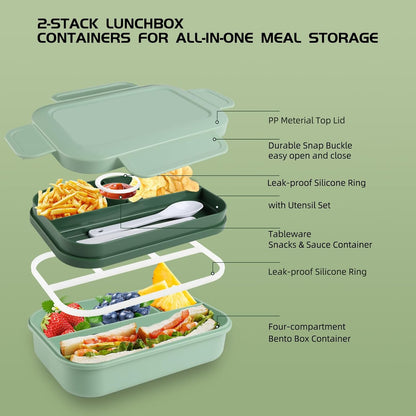 Bento Box Adult Lunch Box -2000 ML Stackable Bento Lunch Box Container with 8 Compartments,Leak-Proof Lunch Containers,Built-in Sauce Container,Utensils,Microwave/Dishwasher/Freezer - Pink