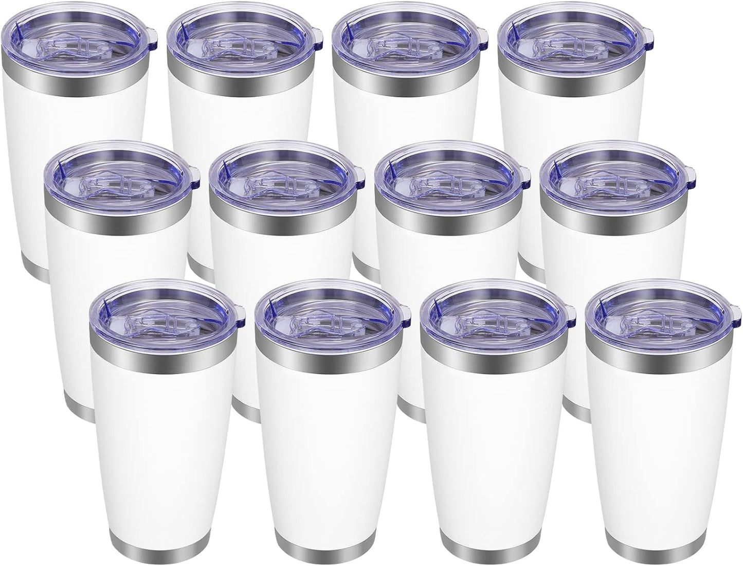 VEGOND 20oz Tumbler with Lid and Straw Stainless Steel Tumbler Cup Bulk Vacuum Insulated Double Wall Travel Coffee Mug Powder Coated Coffee Cup (Bluish Violet 6 Pack)