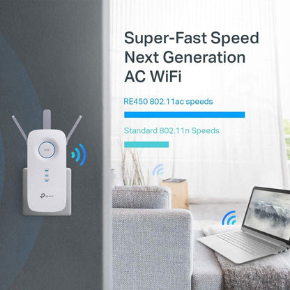 TP-Link AC1750 WiFi Extender (RE450) - Up to 1750Mbps, Dual Band WiFi Repeater, Internet Booster, Extend WiFi Range Further