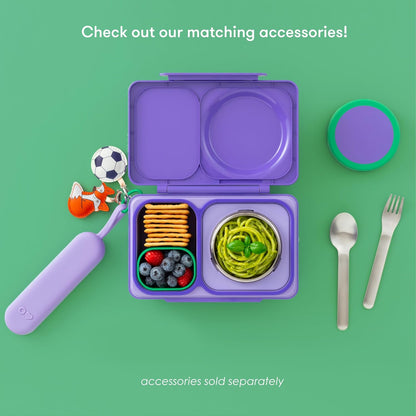 OmieBox UP bento box for kids | Insulated lunch box | Insulated food jar | Cooler ice pack | 2 Compartments (Cherry Pink)