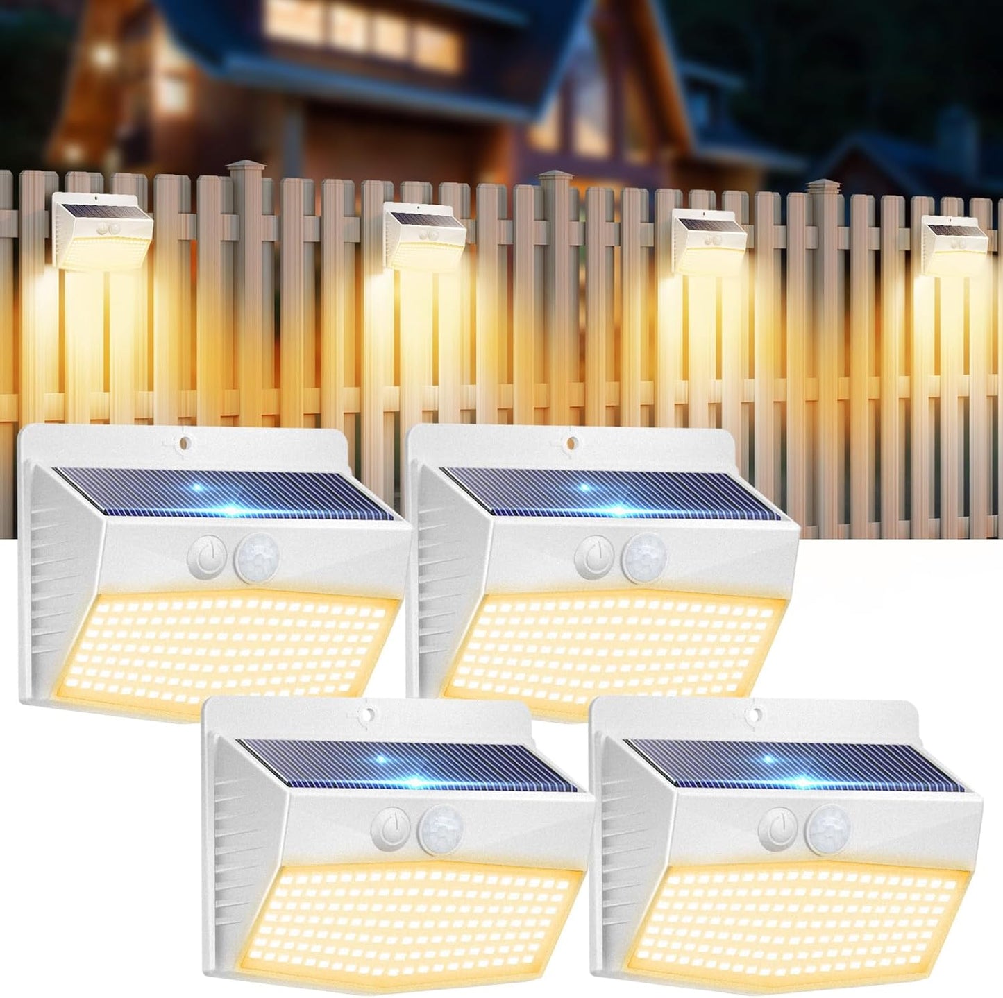 Solar Lights Outdoor, [ 8 Pack/138LED ] Solar Motion Sensor Light Outdoor with 3 Lighting Modes Wireless Waterproof Solar Wall Lights Solar Security Lights for Fence Yard Garden Deck Garage