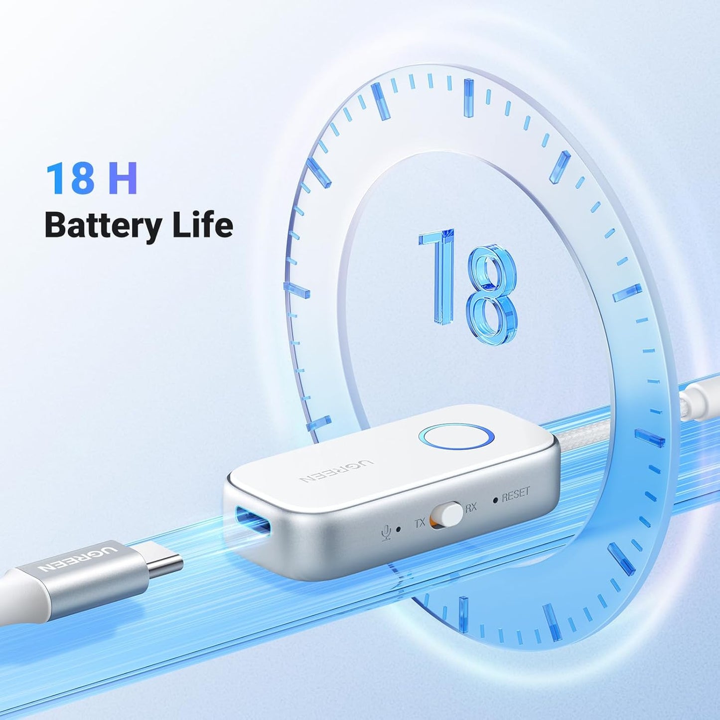 UGREEN 2 in 1 Bluetooth Transmitter and Receiver for Airplane Bleutooth 5.4 Audio Adapter with 3.5mm Aux Jack Compatible with Car, TV, Stereo System, Bluetooth Audio Splitter for Airpods Headphones