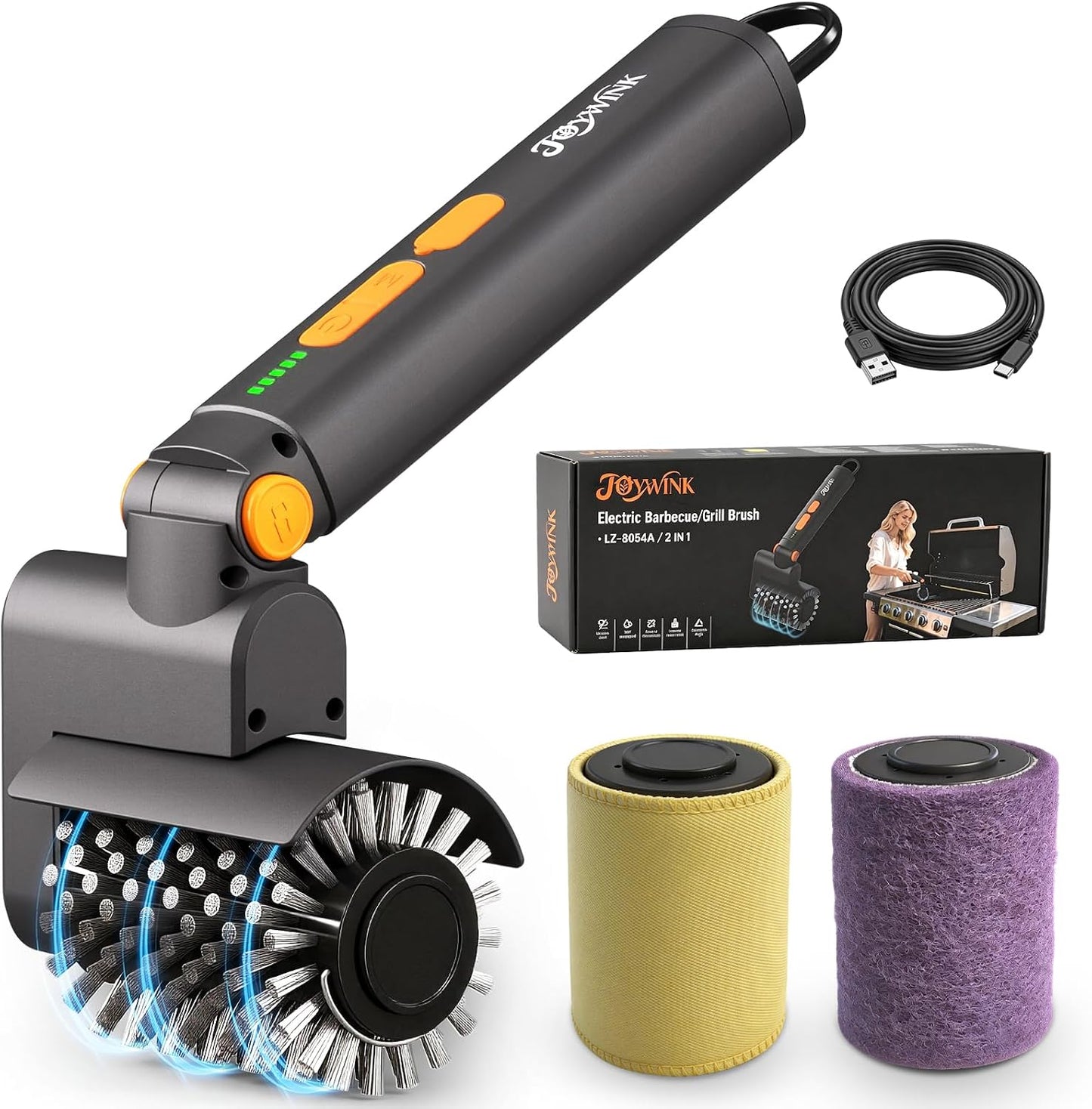 Upgraded Electric Grill Brush - Extreme 50kg Torque Power Grill Brush | Safe for All Grills, 7.4V Motor, SUS304 Anti-Shedding Bristle, with Heat Resistant Mat & Polishing Pad