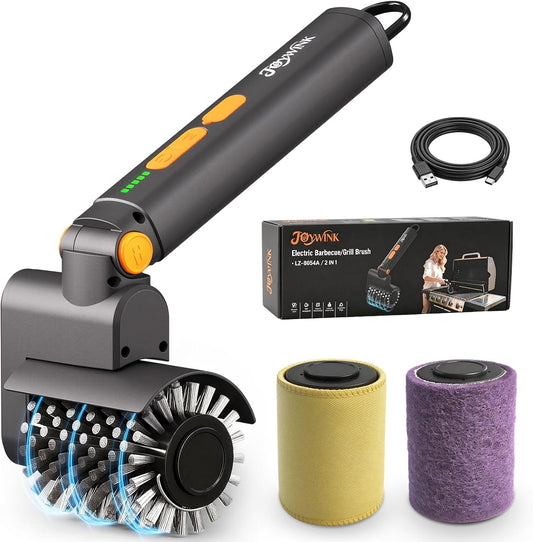 Upgraded Electric Grill Brush - Extreme 50kg Torque Power Grill Brush | Safe for All Grills, 7.4V Motor, SUS304 Anti-Shedding Bristle, with Heat Resistant Mat & Polishing Pad