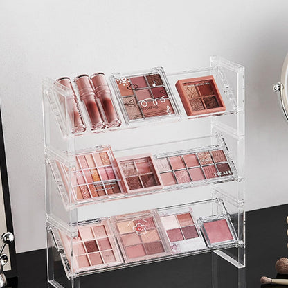 Clear Makeup Storage Organizer | Multi Layer Cosmetic Display | Dressing Table Storage Box | Space Saving Makeup Holder | Plastic Beauty Organizer - PuriLite