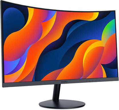 KOORUI Curved 27 Inch Gaming Monitor, Full HD 1080p R1500 180Hz VA Curved Monitors, 99% sRGB, Built-in AdaptiveSync, 1 x Display Port 1.2 & 2 x HDMI 2.0, Eye Care, VESA Compatible, Black 27E6CA - PuriLite