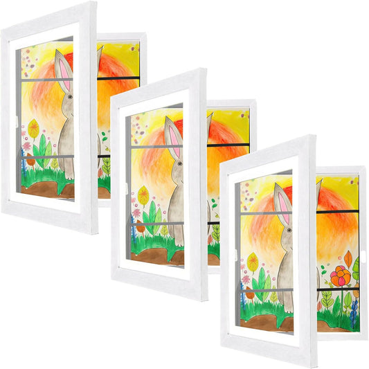 [2-Pack] Kids Artwork Frames Changeable, 8.5 x 11-IN Frames for Kids Artwork, Front Opening Picture Frames, Home Decor, Up to 150 Pcs of Child Art Frame, Craft Storage, Hanging Wall Décor - PuriLite