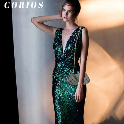 CORIOS Rhinestone Evening Bag Sparkly Sequin Clutch Bag for Women Bridal Wedding Purse Glitter Shoulder Bag Crystal Handbag