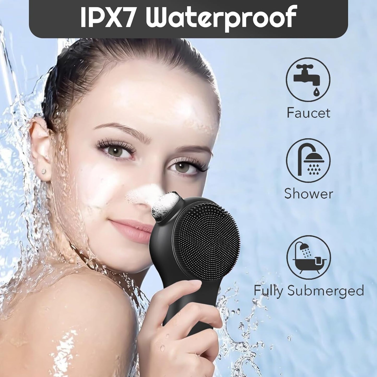 Landmore Silicone Face Scrubber, Waterproof Facial Cleansing Brush with Red Light Thermal Massage, Electric Face Scrubber with Nose Scrubber Exfoliator for Women/Men Deep Cleansing, Power Exfoliating