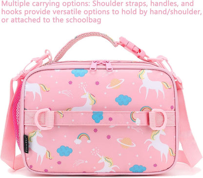 FlowFly Kids Lunch Box Insulated Soft Bag Mini Cooler Back to School Thermal Meal Tote Kit for Girls, Boys, Black