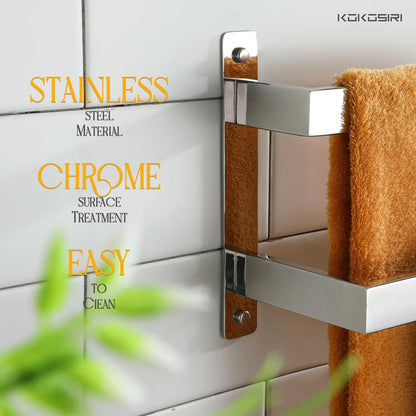 KOKOSIRI Towel Bars Black Bath Towel Holders 20 Inches Bathroom 2-Tiers Ladder Towel Rails Wall Mounted Towels Shelves Rack Stainless Steel, B5008BK-L20