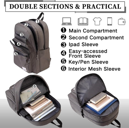 School Backpack for Men Women,Vaschy Lightweight School Bag Bookbag Casual Daypack for High School/College/Teens/Travel/Work