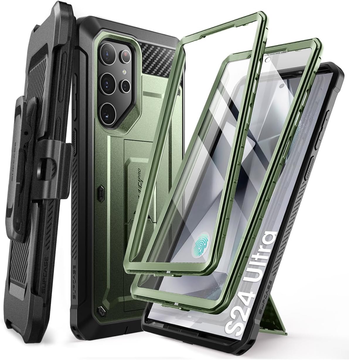 SUPCASE Unicorn Beetle Pro Case for Samsung Galaxy S23 Ultra 5G (2023), [Extra Front Frame] Full-Body Dual Layer Rugged Belt-Clip & Kickstand Case with Built-in Screen Protector (Black)