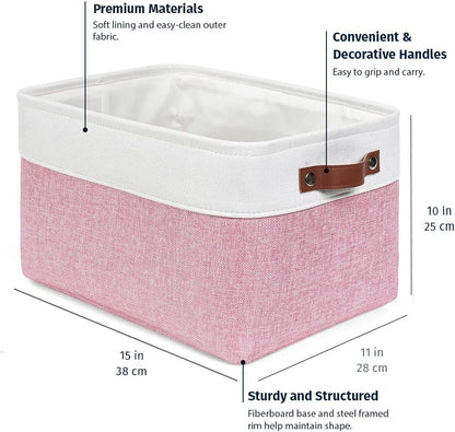 OrganiHaus Large Fabric Storage Baskets for Shelves 3 Pack, 15x11in Closet Storage Bins for Shelves, Cloth Baskets, Fabric Storage Cubes, Linen Closet Organizers, Fabric Basket, White Basket