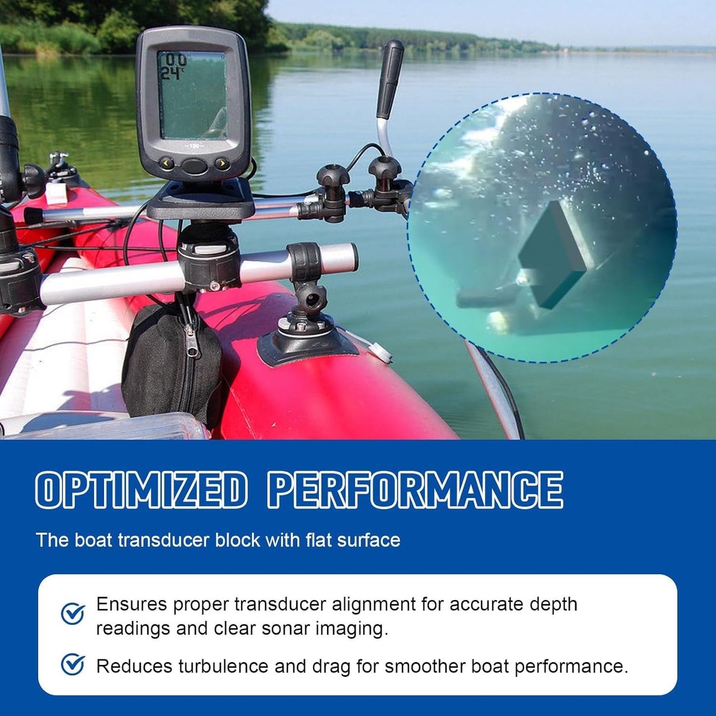 Transducer Mounting Board, Boat Transom Mounting Plate for Fish Finders & Transducers, 12" X 3.5" X 3/4", Transducer Mount Block Hardware Kit, Universal, Marine-Grade, Black, 1 Pack