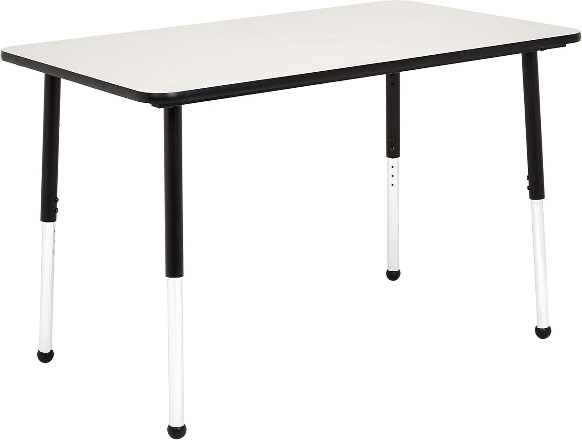 Amazon Basics Adjustable Rectangular Classroom Activity Table, Writing Desk, Adjustable Height 19-30 Inch, Grey Top/Black Edge, 47" W x 29" L x 30" H